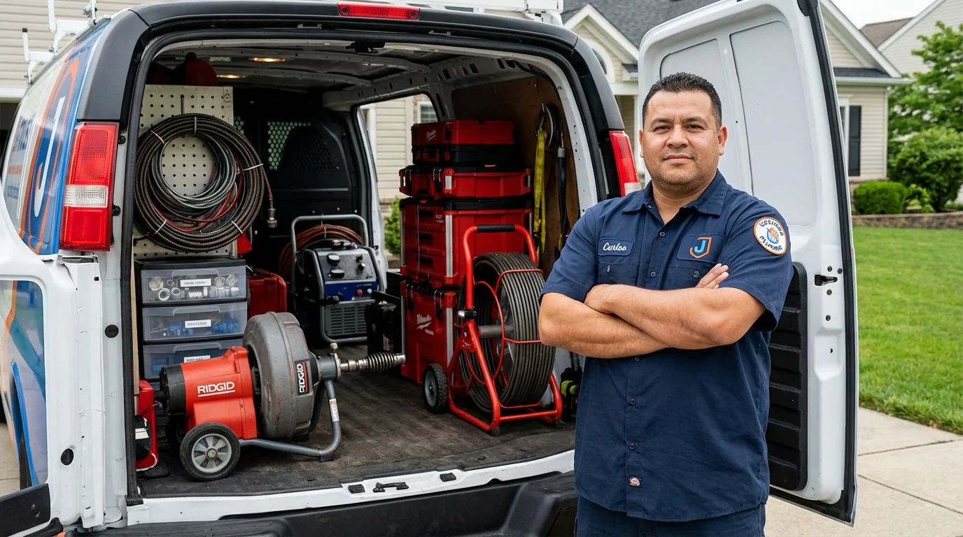 Professional drain cleaning equipment and Johns Plumbing LLC plumber in Sullivan