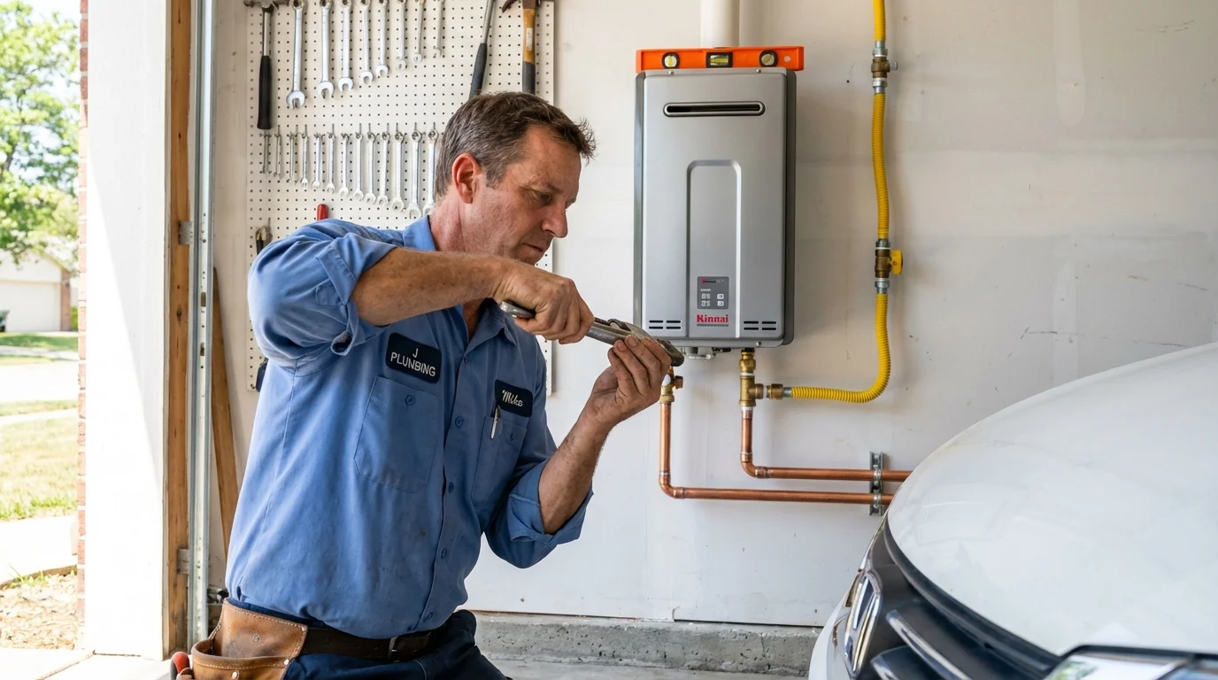 Tankless water heater installation by a Johns Plumbing LLC plumber in Sullivan